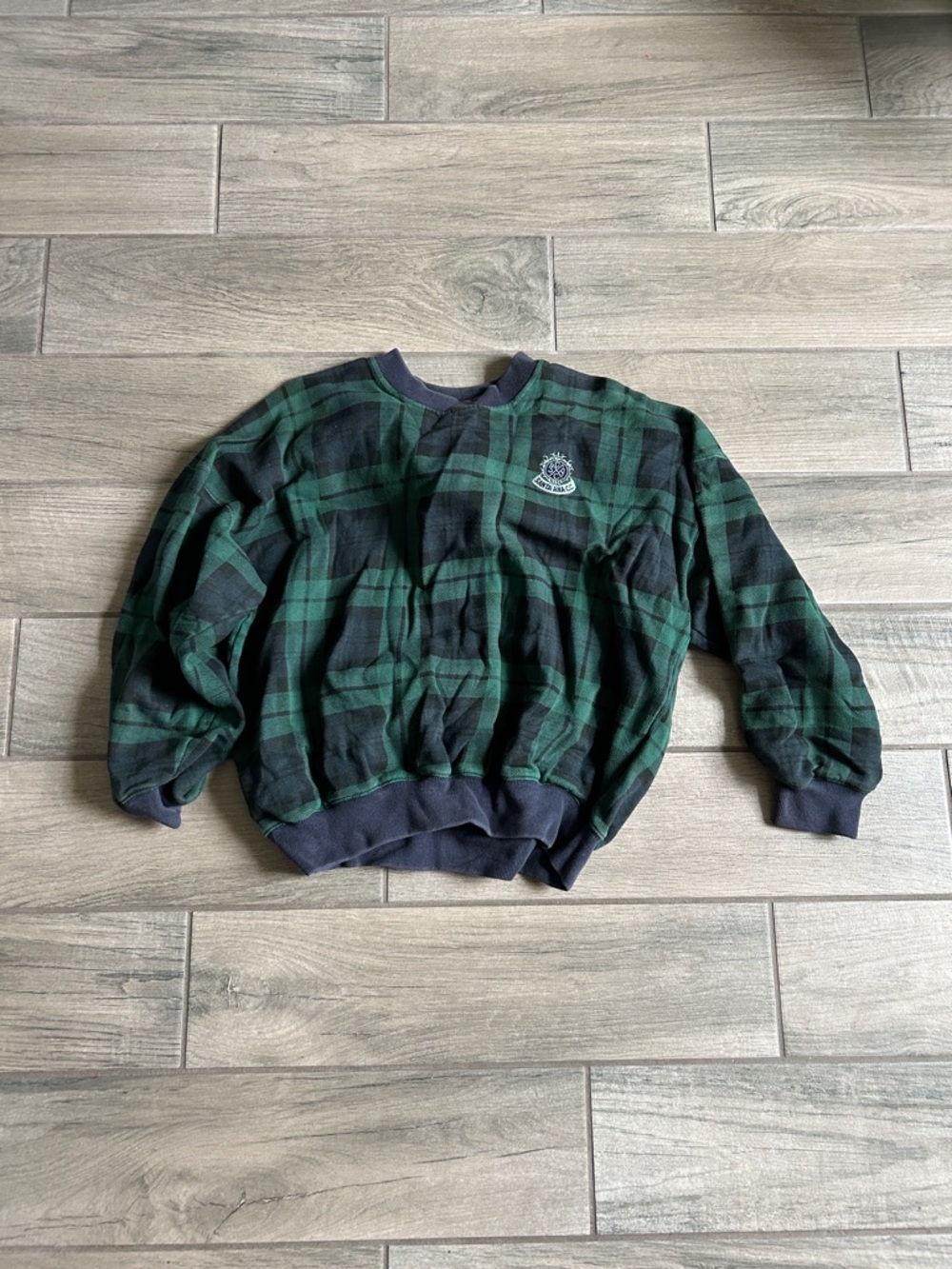 Slazenger navy and Green Plaid Crewneck Sweater